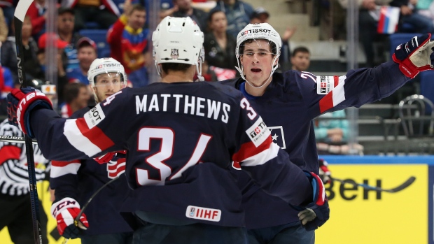 Auston Matthews and Team USA Celebrate