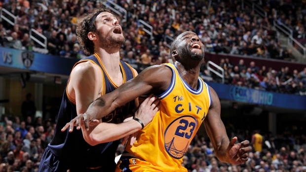 Kevin Love and Draymond Green