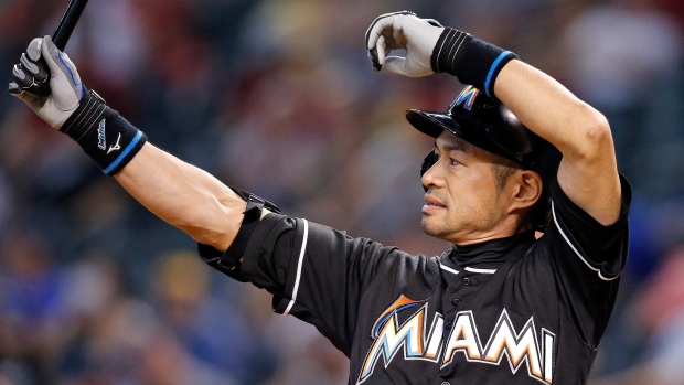 2015 Ichiro Suzuki Game Worn Miami Marlins Jersey.  Baseball, Lot  #81983