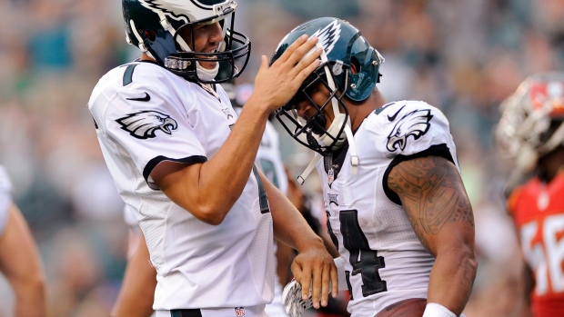 Eagles QB Hurts shines in front of MVPs Harden, Harper