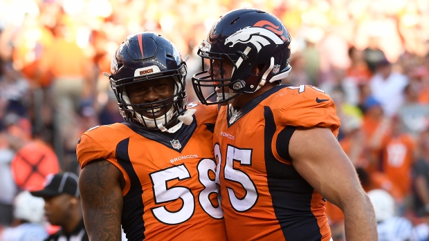 A Denver Broncos helmet on the sideline during the first quarter of News  Photo - Getty Images