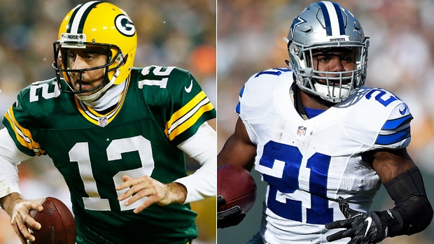 Aaron Rodgers and Ezekiel Elliott