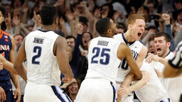 Donte DiVincenzo, Mikal Bridges and Kris Jenkins