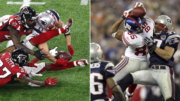 David Tyree of the New York Giants catches a 32-yard pass from Eli News  Photo - Getty Images