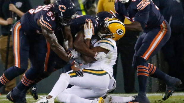 Packers WR Davante Adams tweets that he's at home after hit