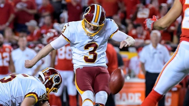 Dustin Hopkins released; Washington signs kicker Chris Blewitt