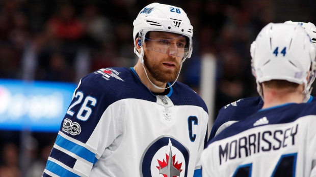 Jets captain Blake Wheeler leaves game vs. Maple Leafs with injury