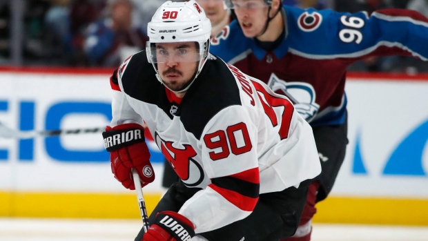 New Jersey Devils No90 Marcus Johansson Green Salute to Service Jersey